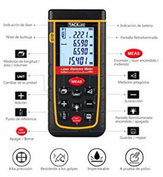 ◆NUEVO◆  Medidor Laser Tacklife (40, 60 o 80 m)
