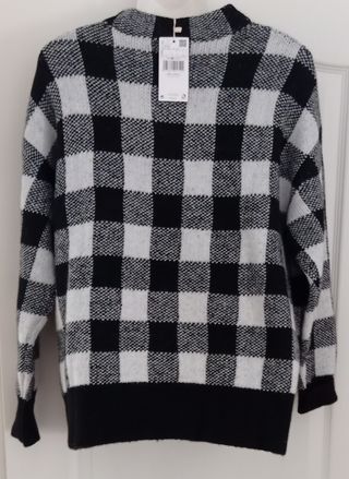Jersey oversize con lana  cuadros blanco y negro m
