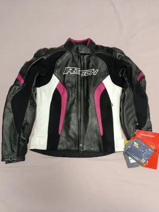 Chaqueta Moto Mujer R-Tech Negra y Fucsia