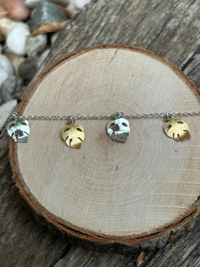 Pulsera bicolor hojas