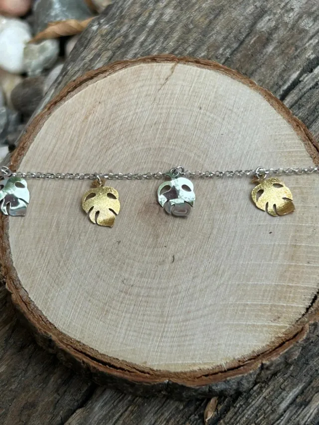 Pulsera bicolor hojas