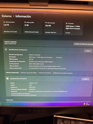 PC Gaming Ryzen 7 2700x 32GB RAM