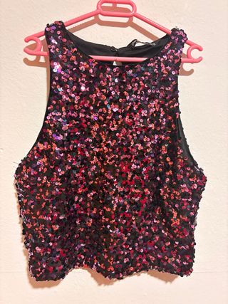 Blusa lentejuelas rosa y multicolor