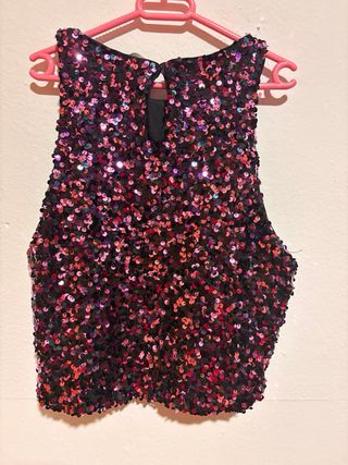 Blusa lentejuelas rosa y multicolor