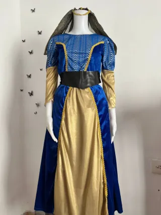 Vestido Princesa Medieval Azul y Dorado Talla S