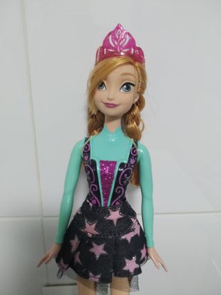 Muñeca Frozen Anna Corona Rosa Vestido Estrellas