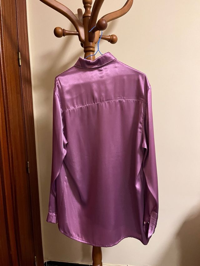 Camisa rosa satén hecha a medida Talla L