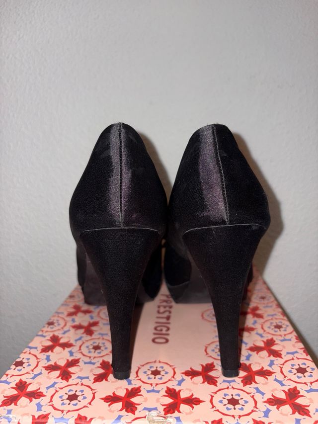 Zapatos tacón Prestigio lazo negros - Talla 38