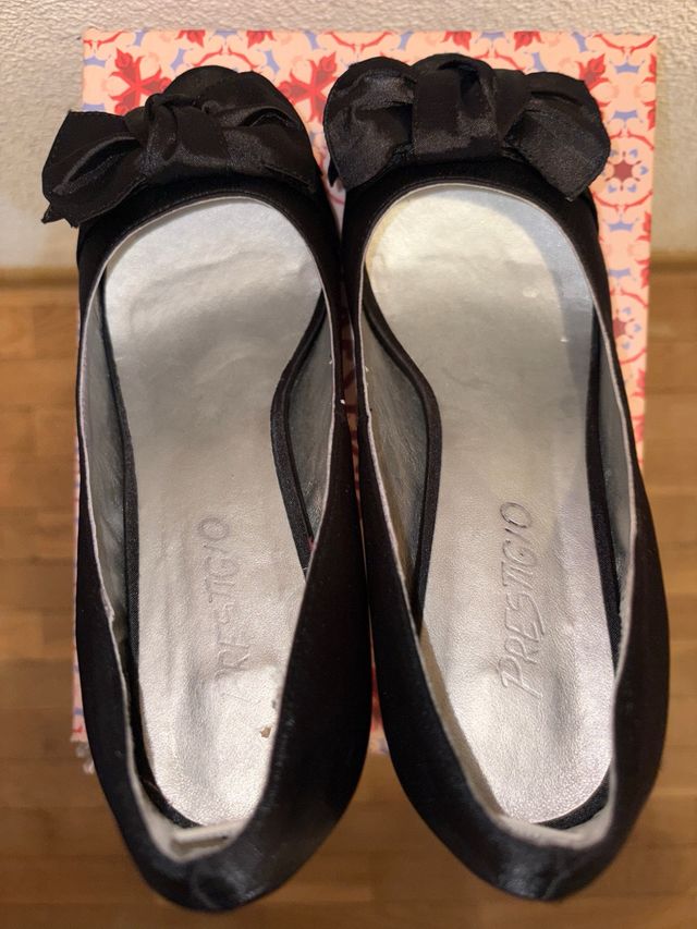 Zapatos tacón Prestigio lazo negros - Talla 38