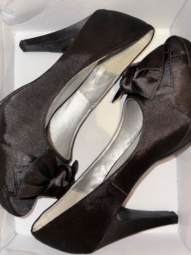 Zapatos tacón Prestigio lazo negros - Talla 38