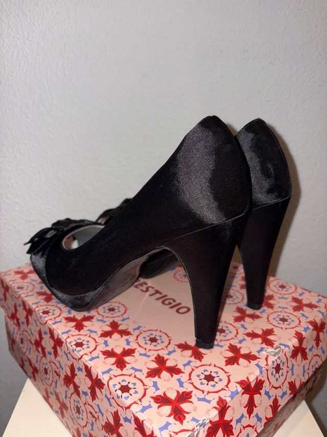 Zapatos tacón Prestigio lazo negros - Talla 38