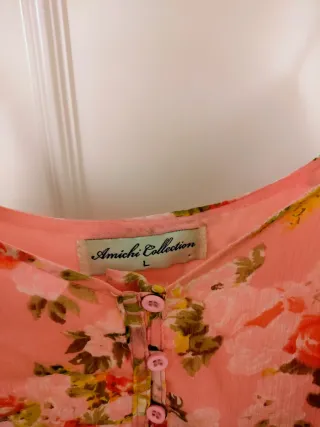 Vestido gasa floral tirantes forrado