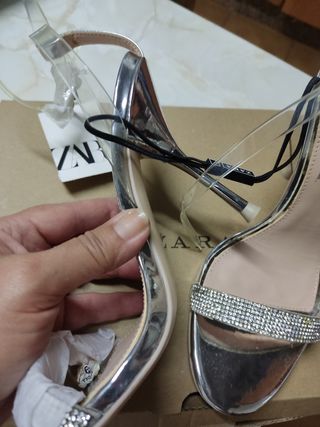 Zapatos de fiesta Zara plateados talla 37