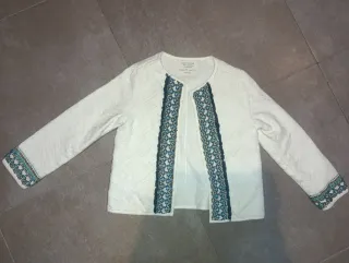 Chaqueta Zara Niña Blanca Bordada Talla 5/6, 