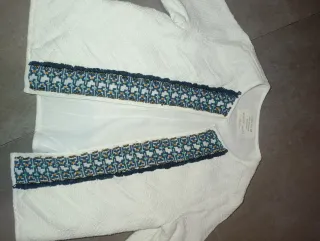Chaqueta Zara Niña Blanca Bordada Talla 5/6, 