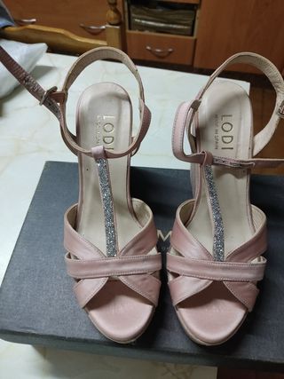Zapatos de fiesta LODI rosa y plata