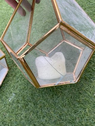 Farolillos de cristal con filo dorado