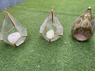 Farolillos de cristal con filo dorado