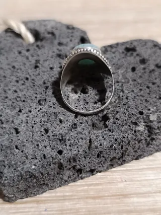Anillo artesanal de plata y piedra amazonita 