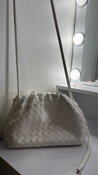 Borsa Donna Clutch Bianca Intrecciata