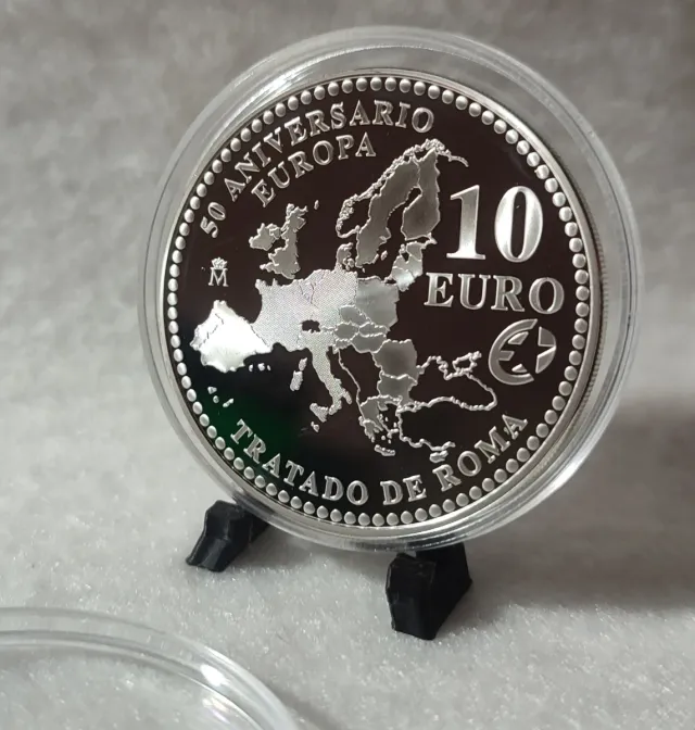 Moneda 10 Euros Plata Europa Tratado Roma