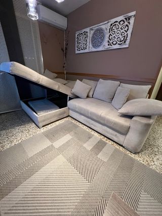 Sofá 5 plazas Conforama tela marfil