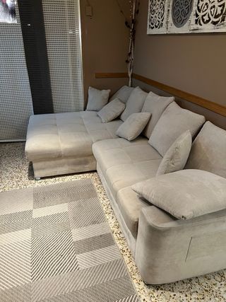 Sofá 5 plazas Conforama tela marfil