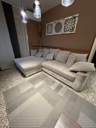 Sofá 5 plazas Conforama tela marfil