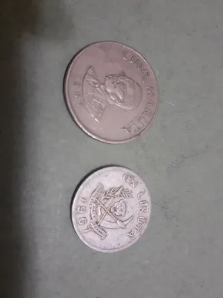 Monedas Congo 5 Makuta 1987 y 1 Likuta 1996