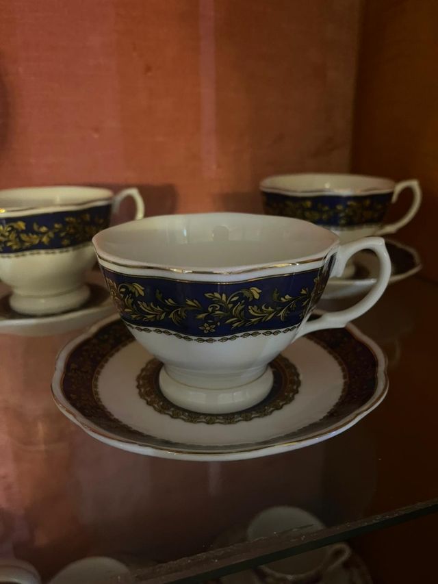 Set Tazze Porcellana Blu e Oro