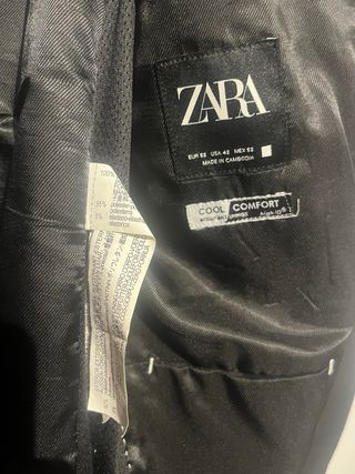 Traje Zara Negro Talla 42 Chaqueta y Pantalón