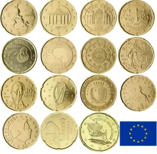 Pack 40 monedas Euro 10, 20 y 50 cent