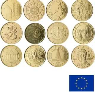 Pack 40 monedas Euro 10, 20 y 50 cent