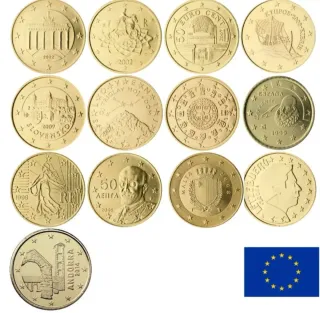Pack 40 monedas Euro 10, 20 y 50 cent