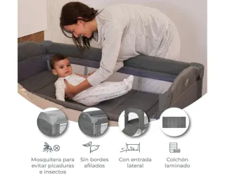 Cuna colecho plegable con cambiador y colchón 