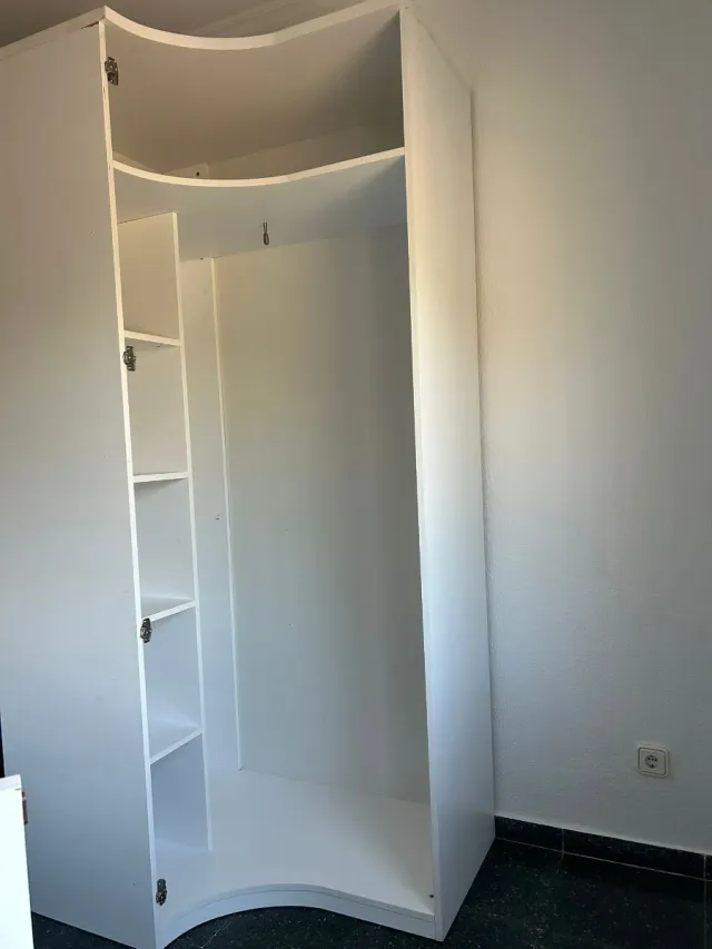 Armario esquinero infantil puertas curvas rosa y B