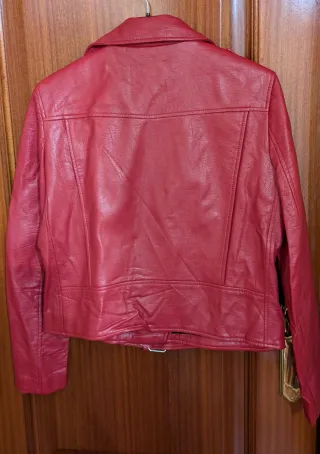 Cazadora Biker Polipiel Roja Zara