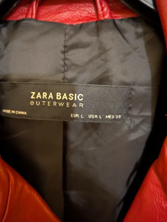 Cazadora Biker Polipiel Roja Zara