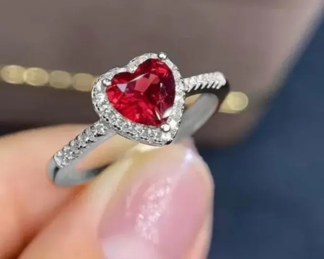 Anillo Corazón Rojo Plata