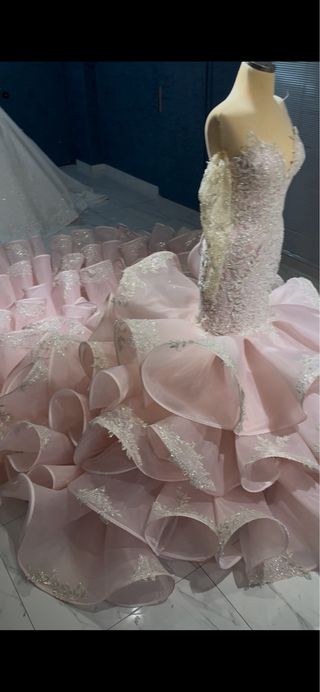 Vestido Novia Gitana Rosa/Blanco