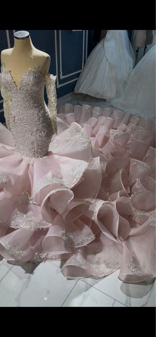 Vestido Novia Gitana Rosa/Blanco
