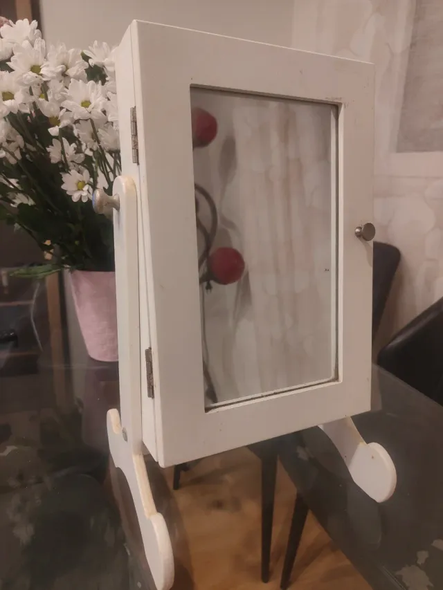 Espejo joyero blanco de mesa