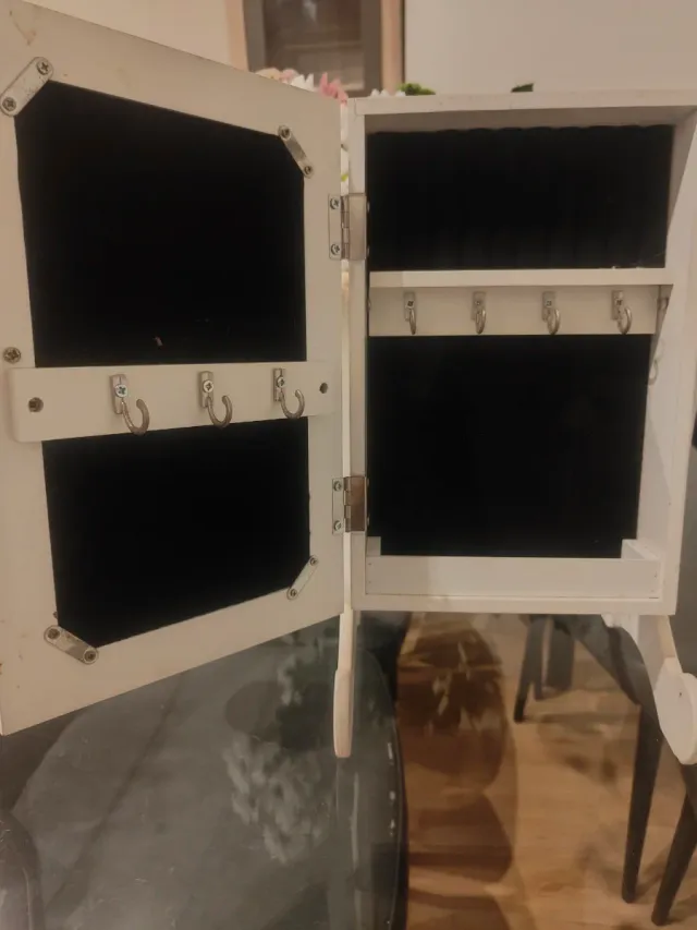 Espejo joyero blanco de mesa