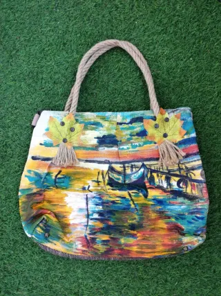 Bolso de tela pintado a mano