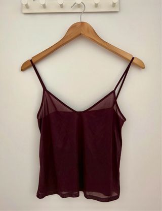Blusa Zara encaje burdeos