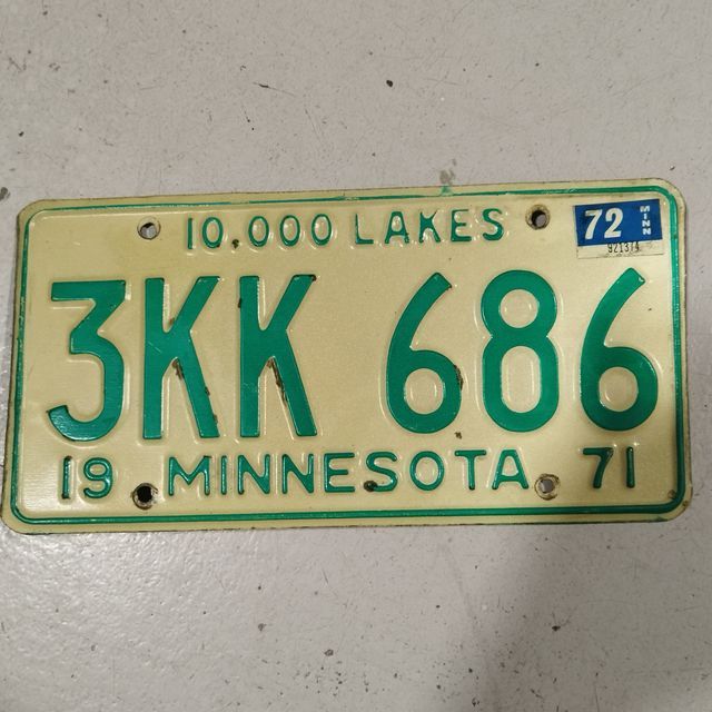 Matrícula original Minnesota 1971
