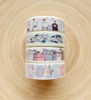 Cinta Washi Gatitos Adhesiva Decorativa