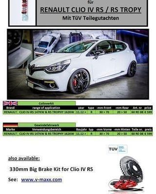 Kit Suspensión VMAXX Clio 4 RS SportVMAXX ROSCADA 