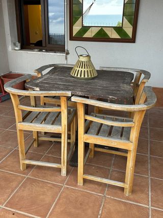 Mesa Terraza Madera + 4 Sillas