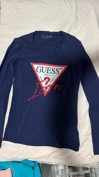 Camiseta Guess manga larga azul